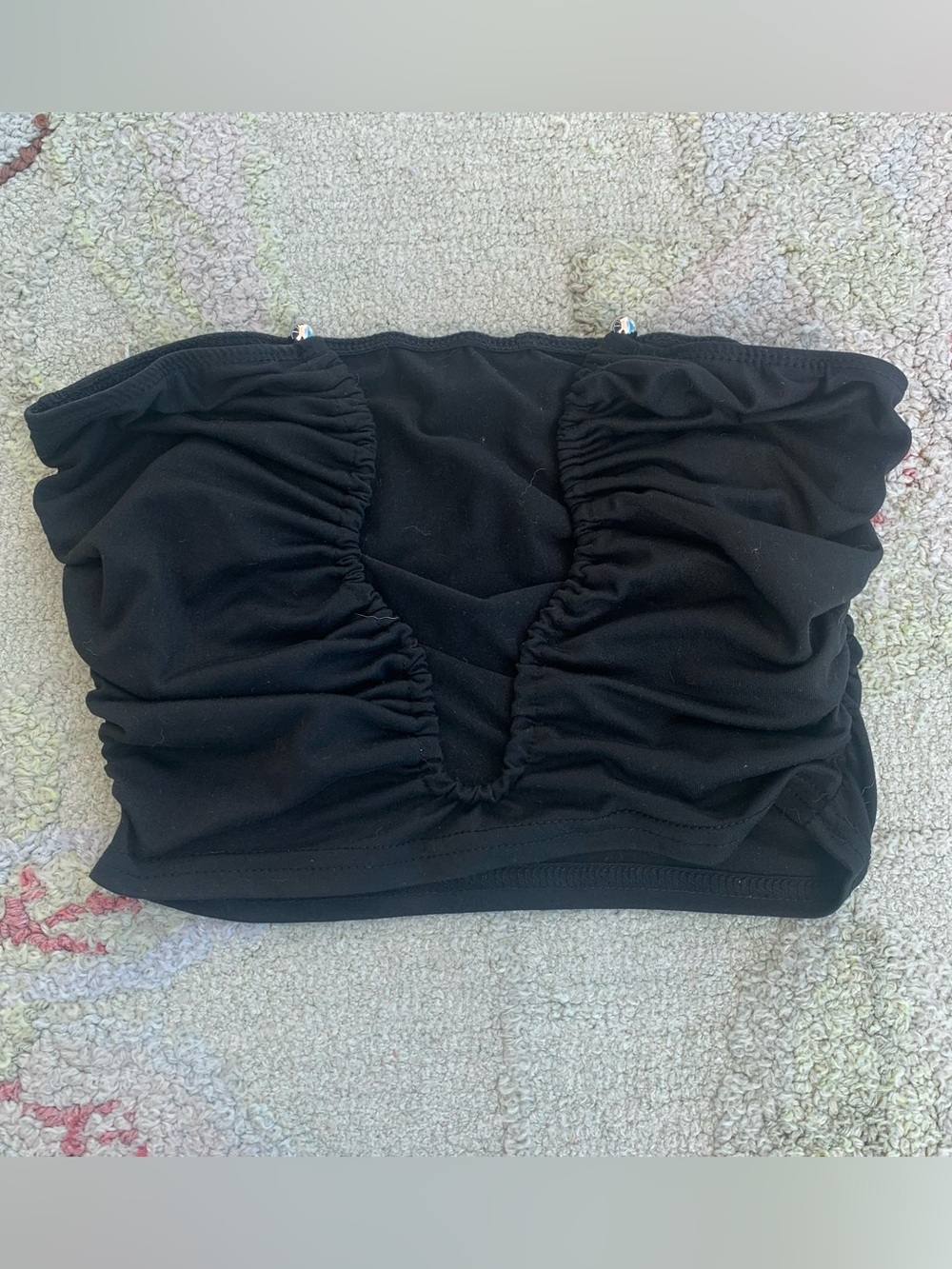 SHEIN Black Ruched U-Wire Tube Top Strapless Bandeau Crop Top size S